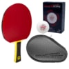 Angel Strike BUNDLE with Black Matte Fiber Hard Case and 6 Balls | Pre-Assembled Paddles | Pre-Made Paddles | Table Tennis Paddles | Ping Pong Paddles | CounterStrike Table Tennis | Vertical Side Angled